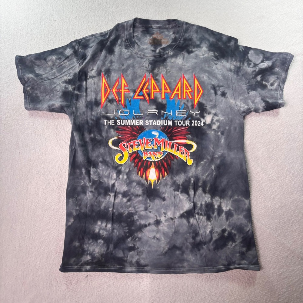 Def Leppard Journey Steve Miller 2024 Tour T Shirt Tie Dye Mens Large Band Tee